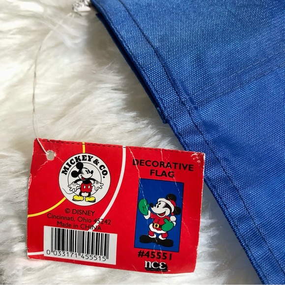 Vintage Disney & Co Mickey Mouse Santa Porch Flag Christmas Decor Banner 27”x44” - Picture 3 of 6